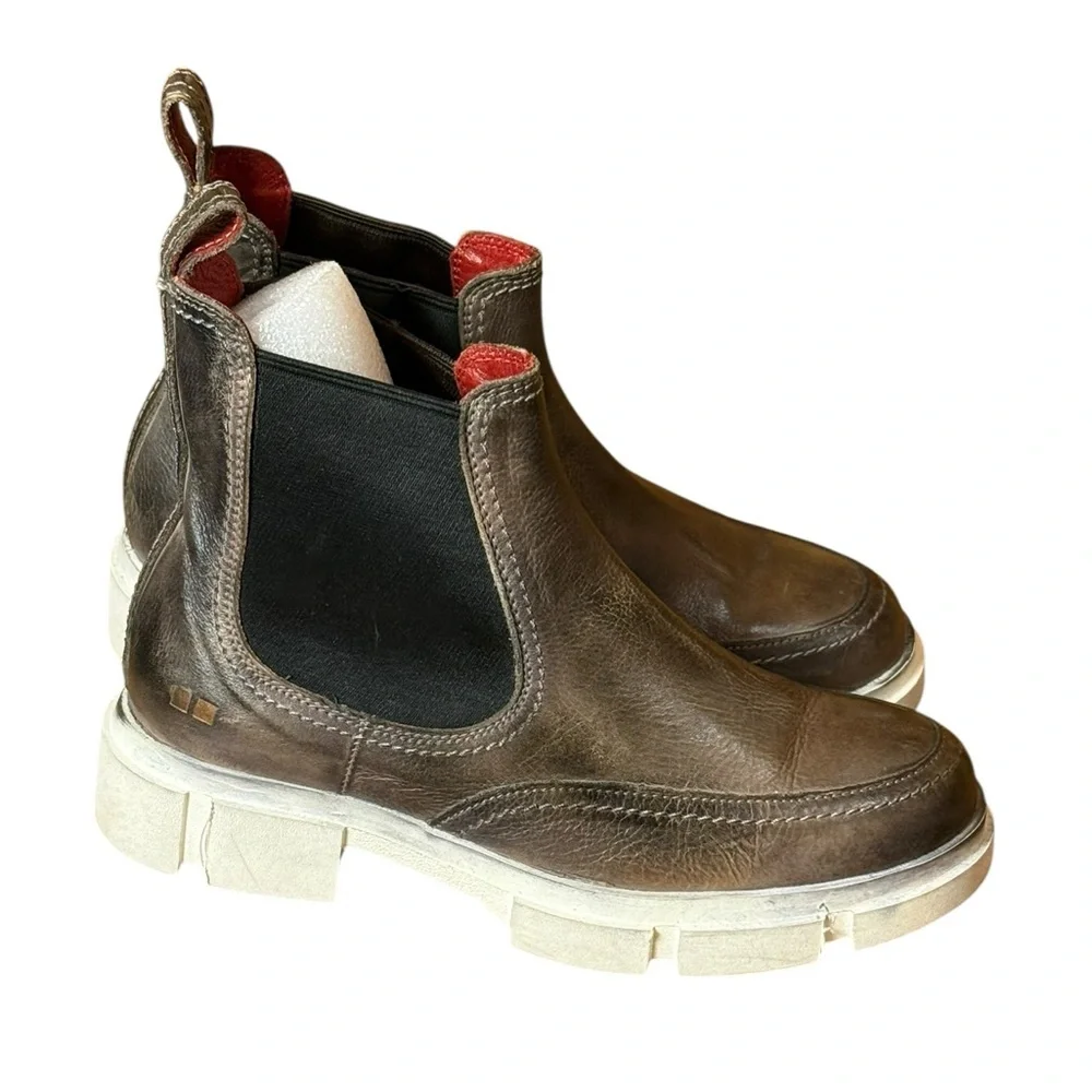 Bed Stu Randi Chelsea Leather In Graphic Rustic White Lug Sole Size 6.5‎
